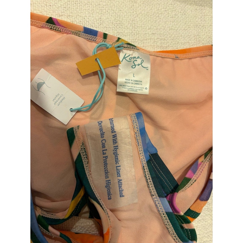 Kona sol 2 piece Bikini set - Bikini top halter tie & tropical bikini bottom L - Picture 4 of 5